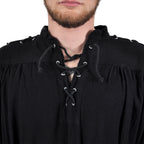 Productafbeelding Middeleeuws vetershirt met oogjes Adrian zwart