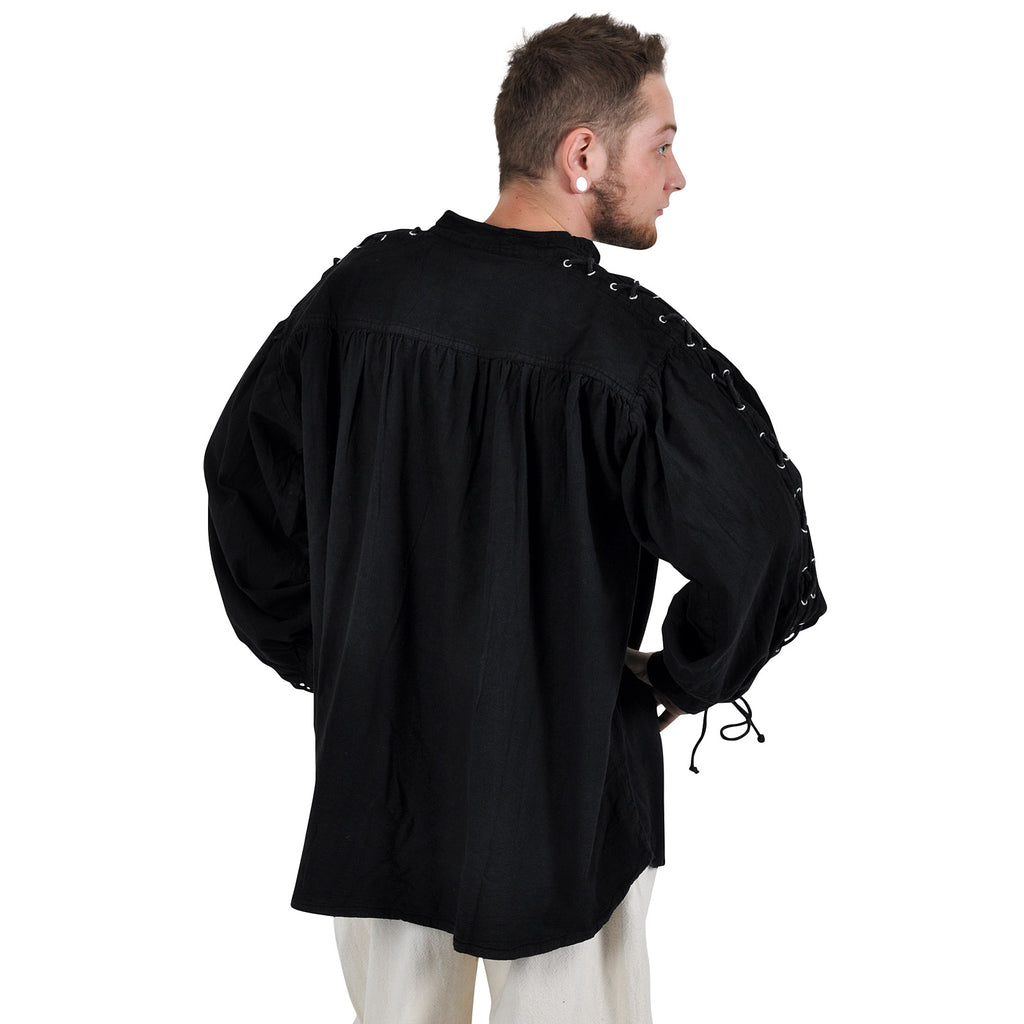 Productafbeelding Middeleeuws vetershirt met oogjes Adrian zwart