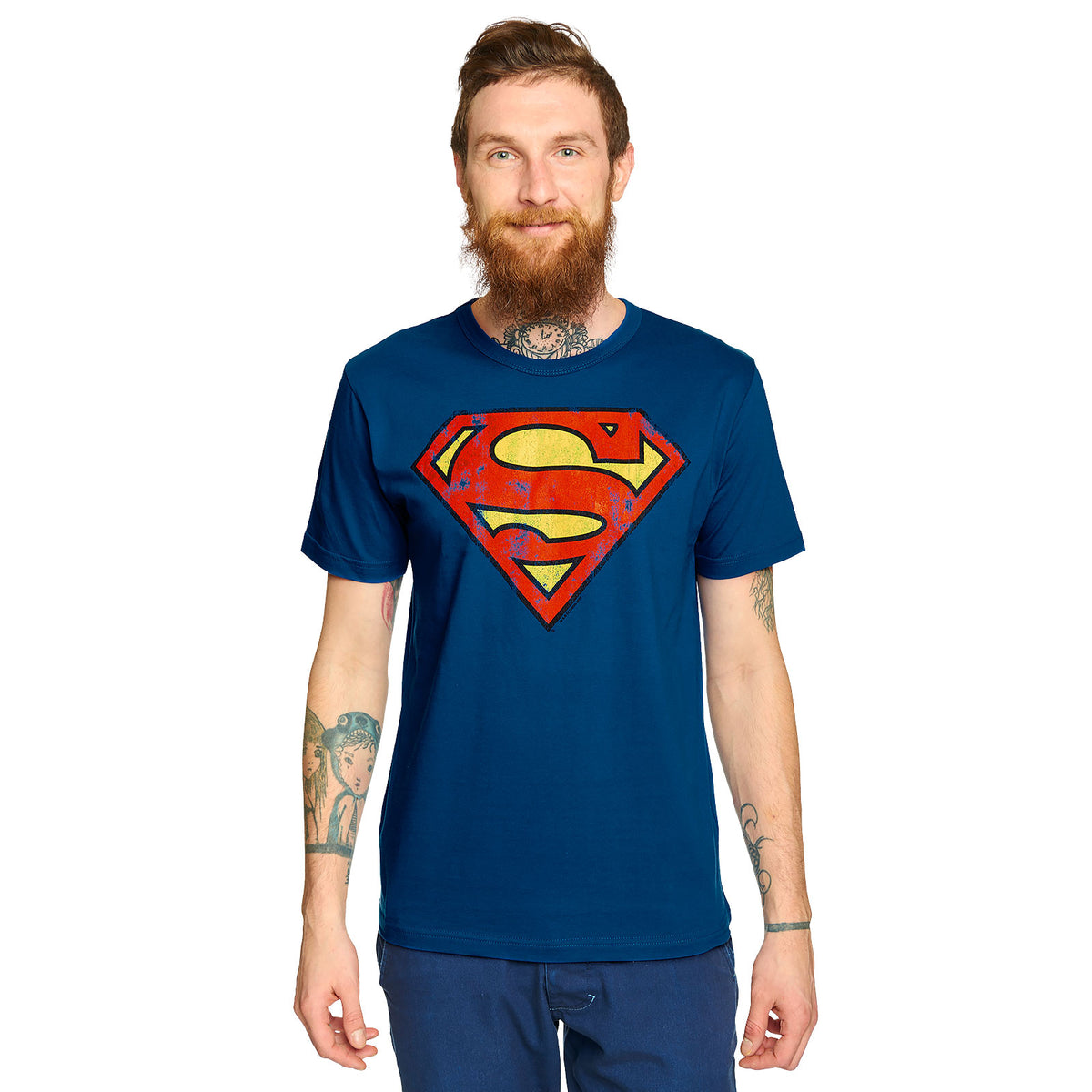 Productafbeelding Superman - Distressed Logo T-Shirt blauw