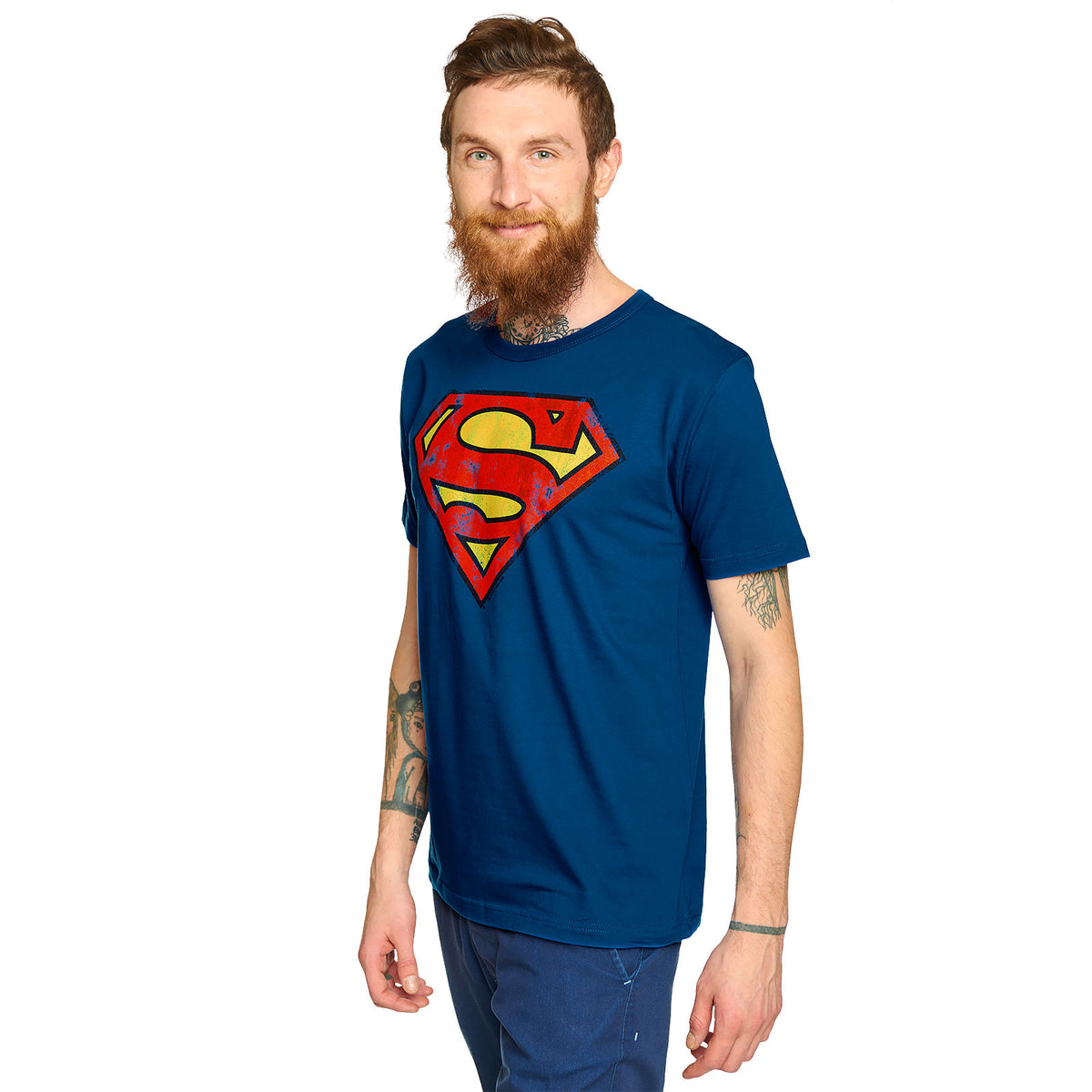 Productafbeelding Superman - Distressed Logo T-Shirt blauw