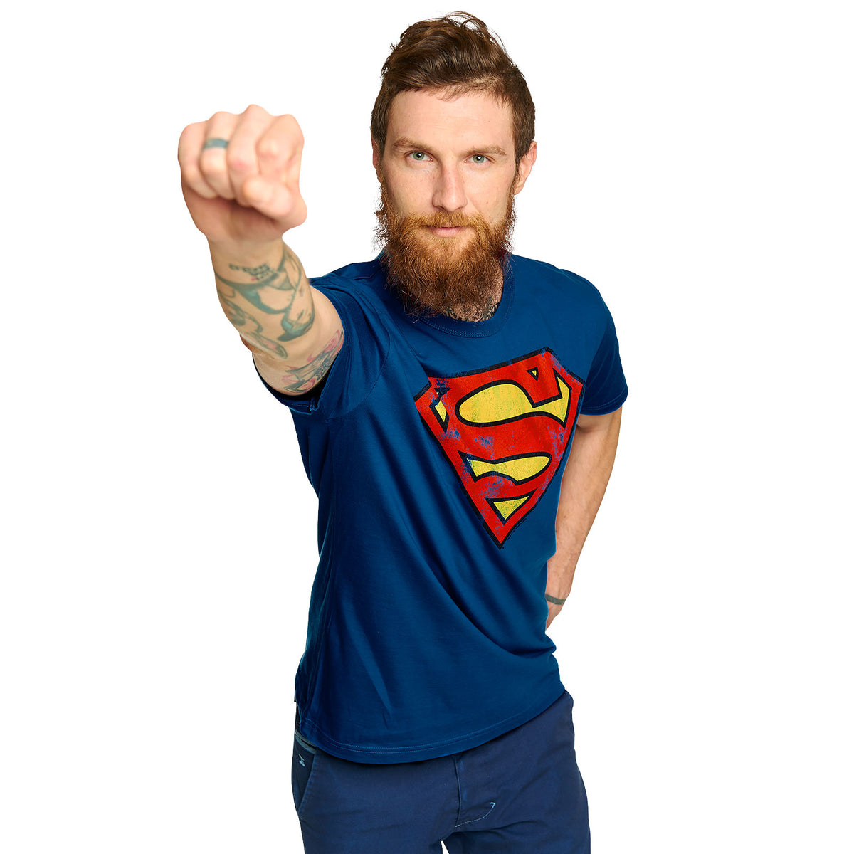 Productafbeelding Superman - Distressed Logo T-Shirt blauw