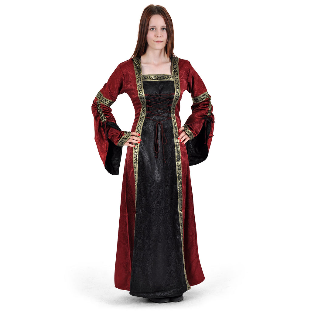 Productafbeelding Middeleeuwse jurk Iris bordeaux-zwart