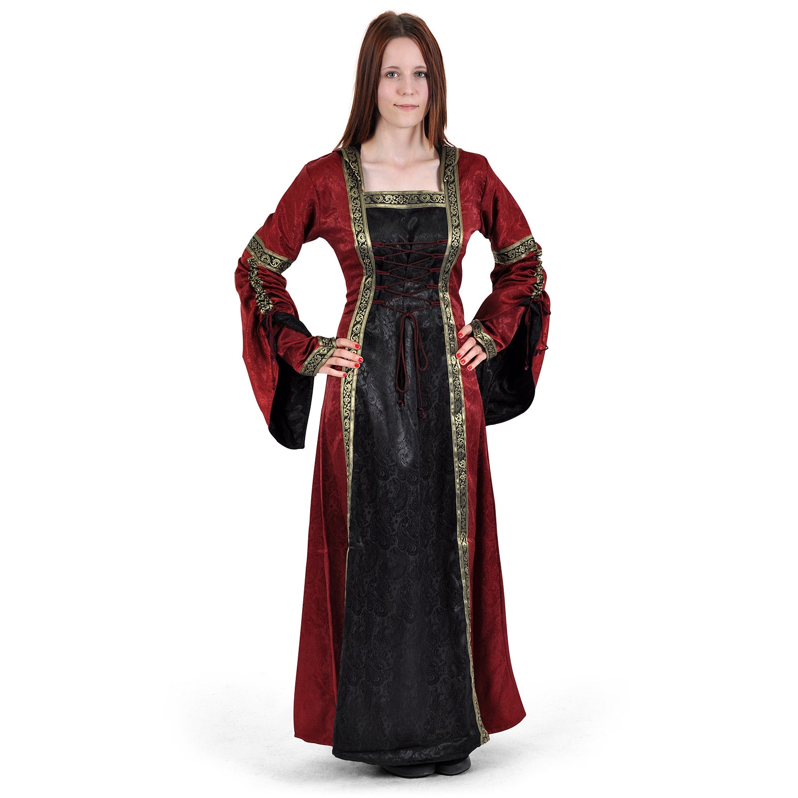 Productafbeelding Middeleeuwse jurk Iris bordeaux-zwart