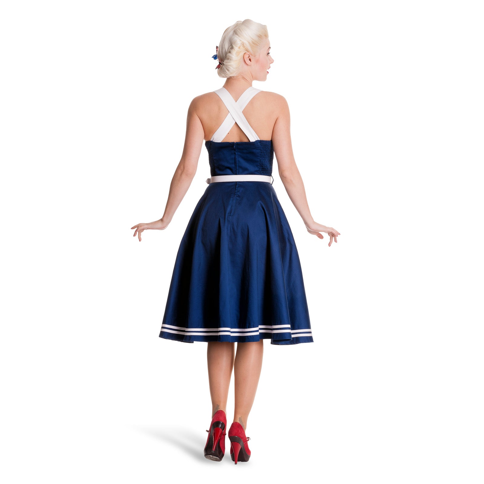Productafbeelding Rockabilly Jurk Siren met Riem Navy