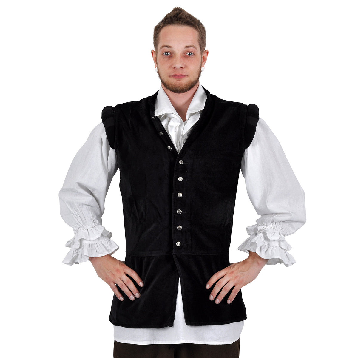 Product image Velvet Doublet with Stand-Up Collar Black