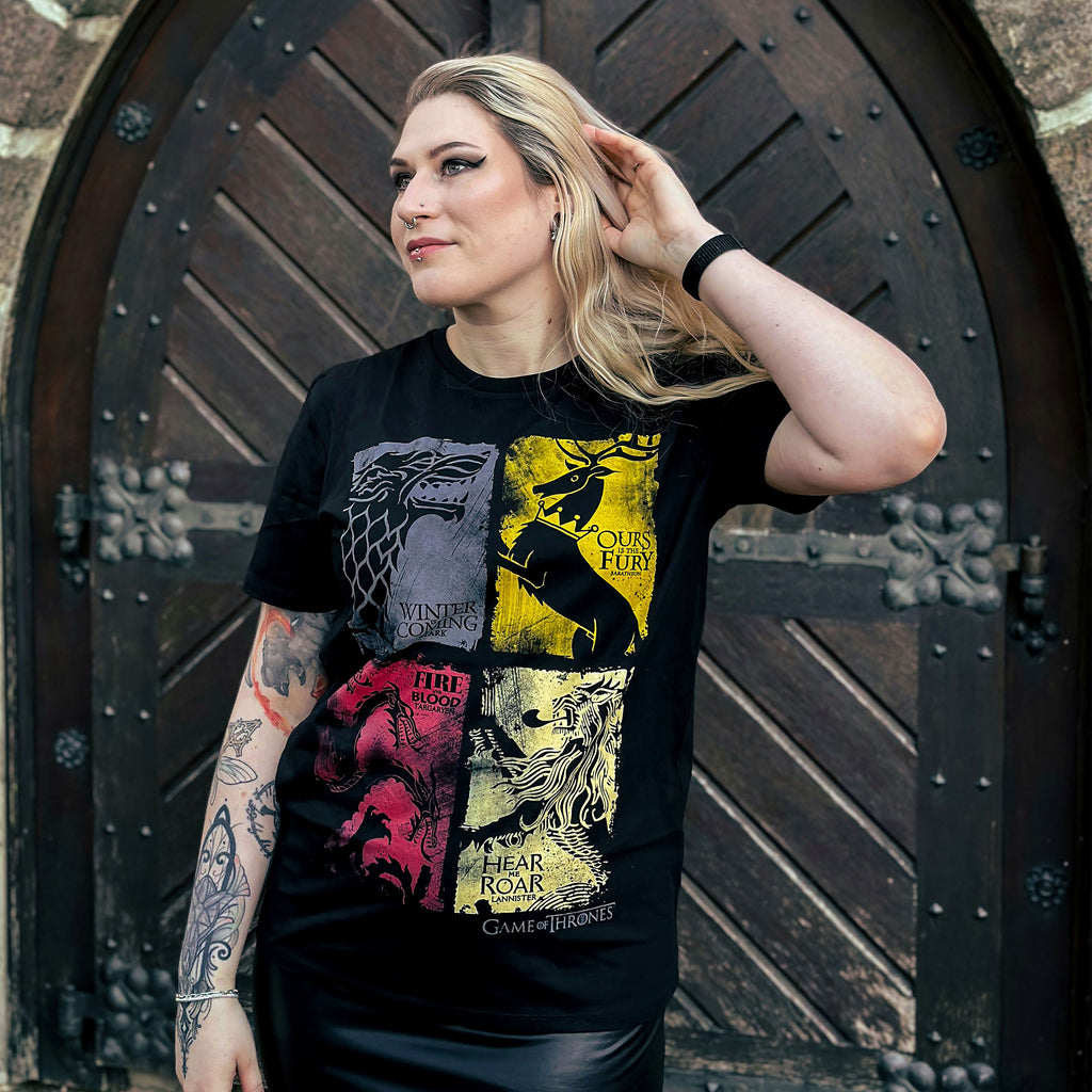 Productafbeelding Game of Thrones - Wapenschild Distressed T-Shirt Zwart