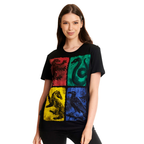 Productafbeelding Harry Potter - Hogwarts Crest distressed T-shirt zwart