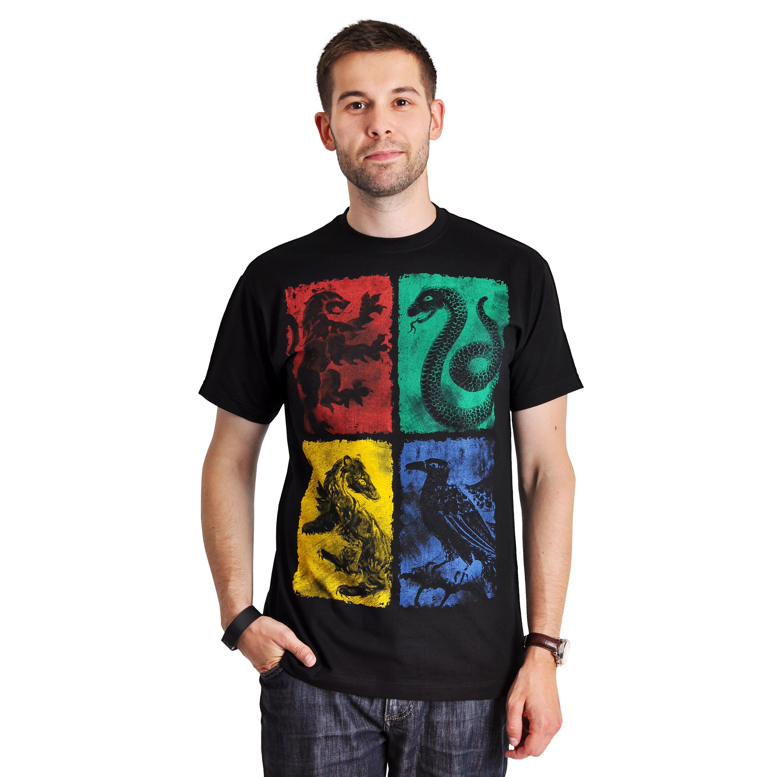 Productafbeelding Harry Potter - Hogwarts Crest distressed T-shirt zwart