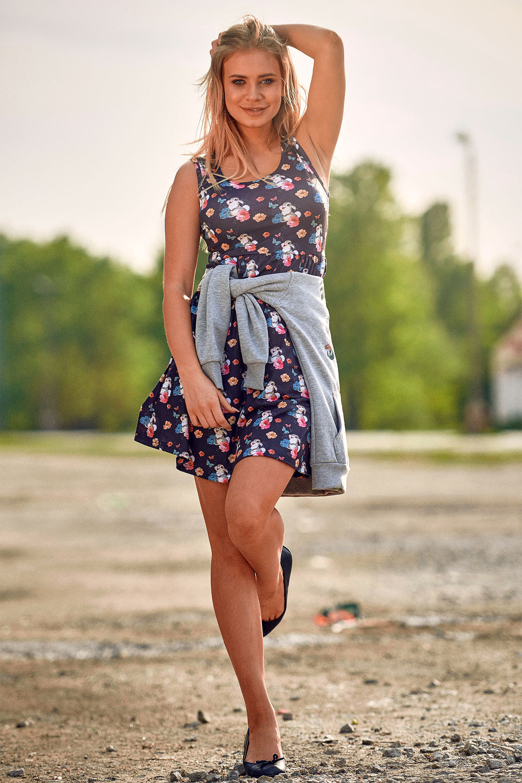 Productafbeelding Bambi - Stampertje Flower Power Minijurk Zwart
