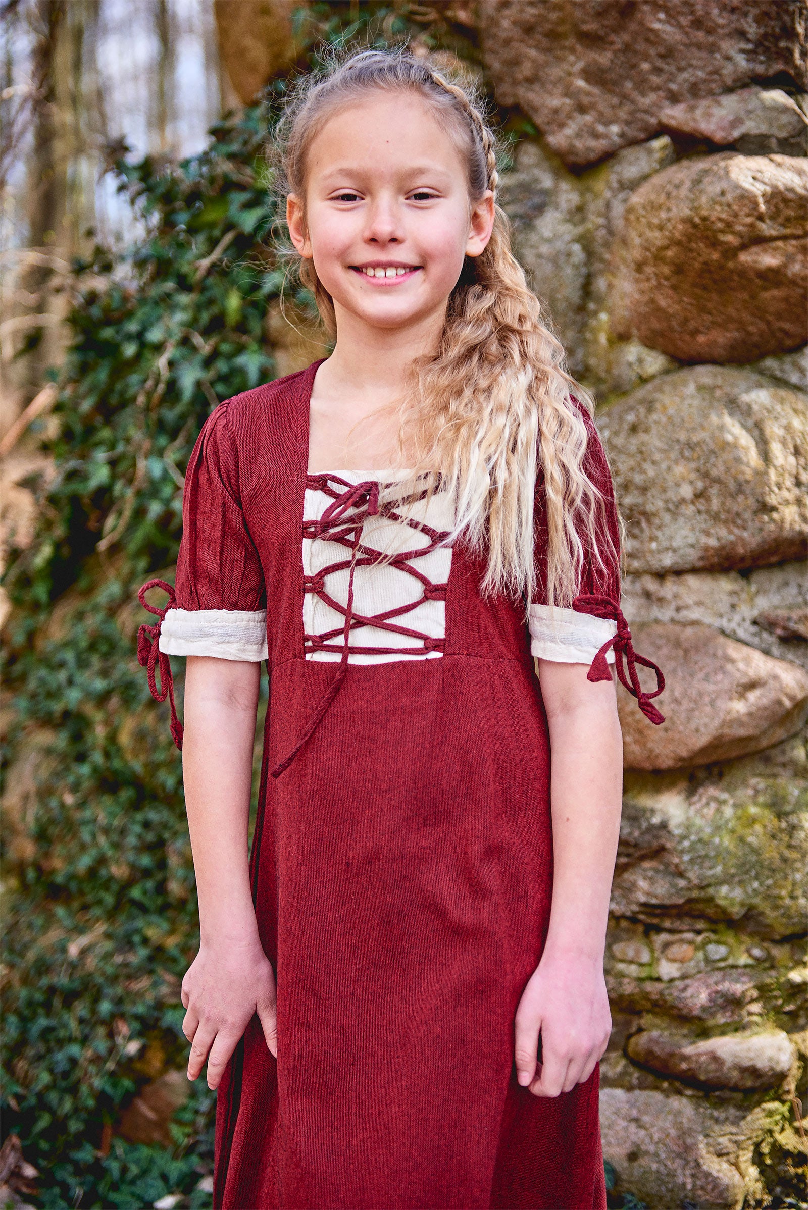 Productafbeelding Middeleeuwse Zomerjurk Kinderen rood beige