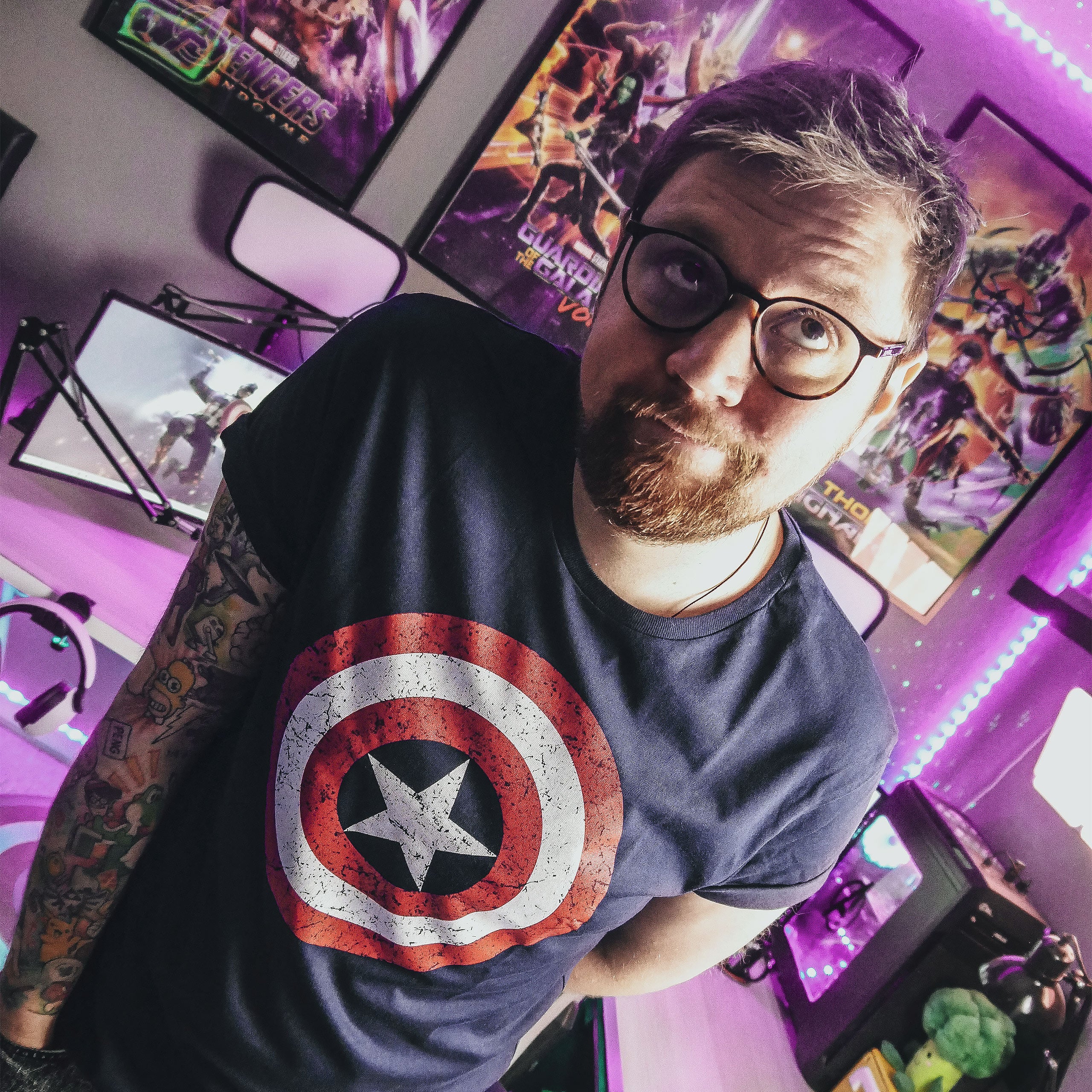 Productafbeelding Captain America - Distressed Shield Logo T-Shirt Blauw