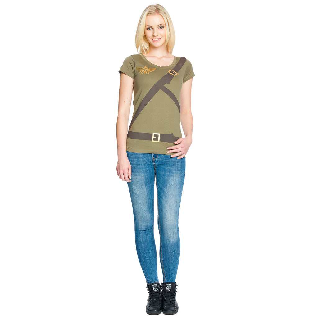 Productafbeelding Zelda - Link Cosplay Meisjes Shirt Olijf