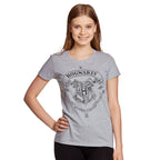 Productafbeelding Harry Potter - Hogwarts Wapenschild T-Shirt Dames Grijs