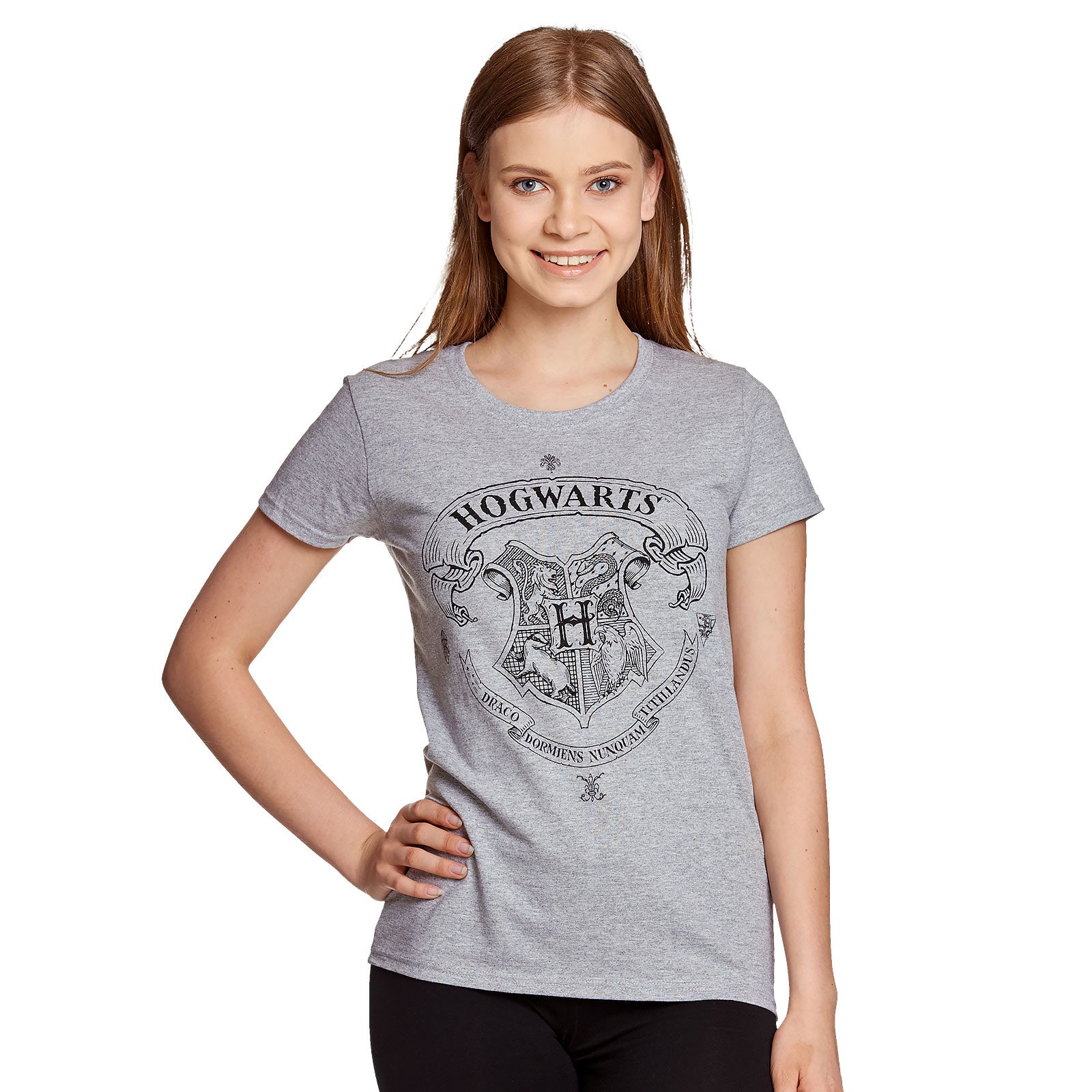 Productafbeelding Harry Potter - Hogwarts Wapenschild T-Shirt Dames Grijs