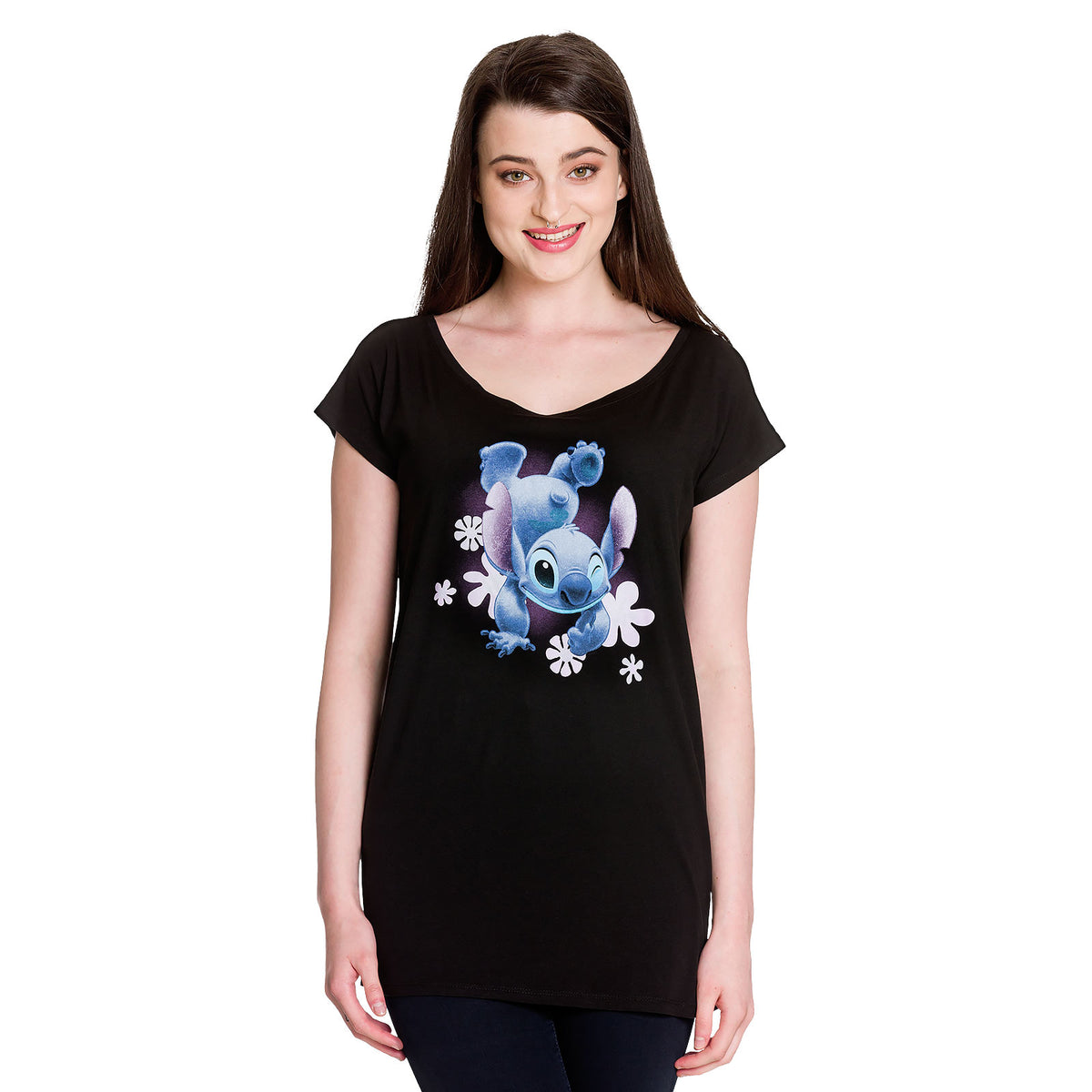 Productafbeelding Lilo & Stitch - Stitch dames losvallend T-shirt zwart