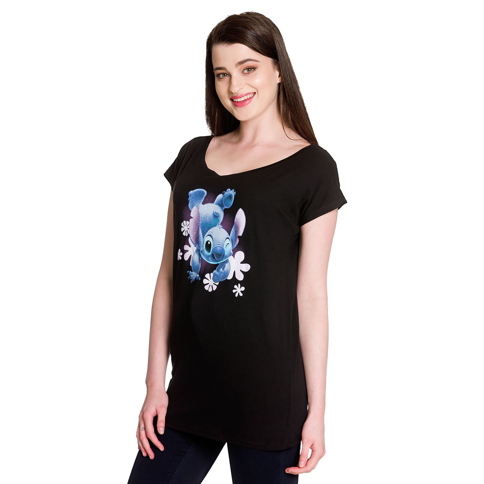 Productafbeelding Lilo & Stitch - Stitch dames losvallend T-shirt zwart