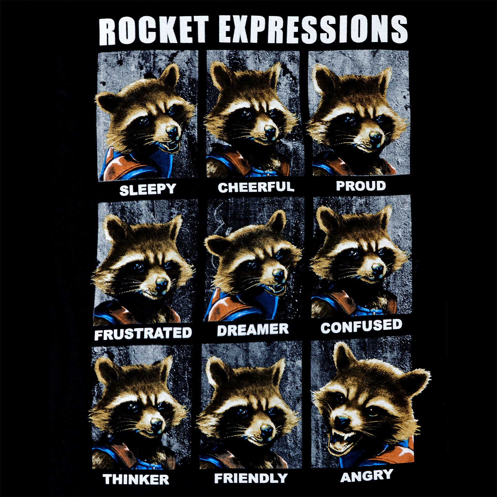 Productafbeelding Guardians of the Galaxy - Rocket Expressions T-shirt zwart
