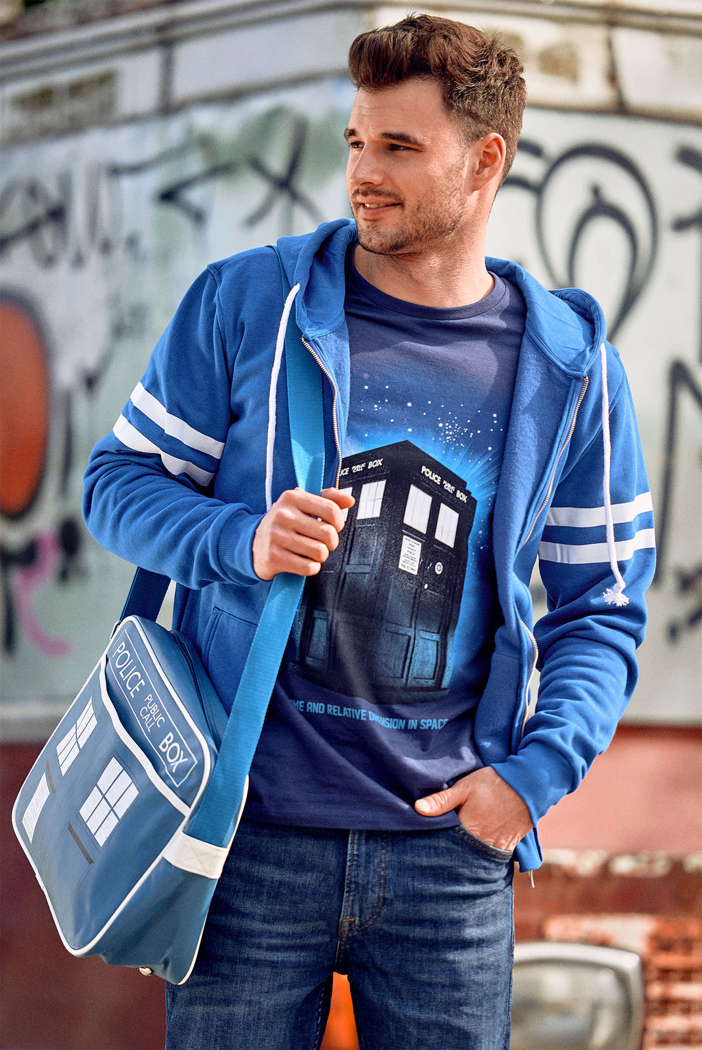 Productafbeelding Doctor Who - Tardis Space T-Shirt blauw