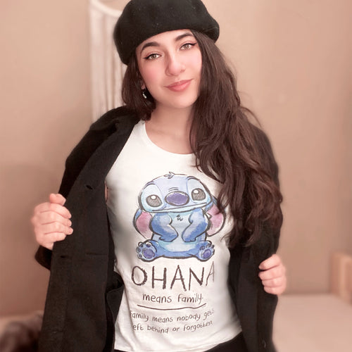 Productafbeelding Lilo & Stitch - Ohana Means Family Dames T-Shirt Wit