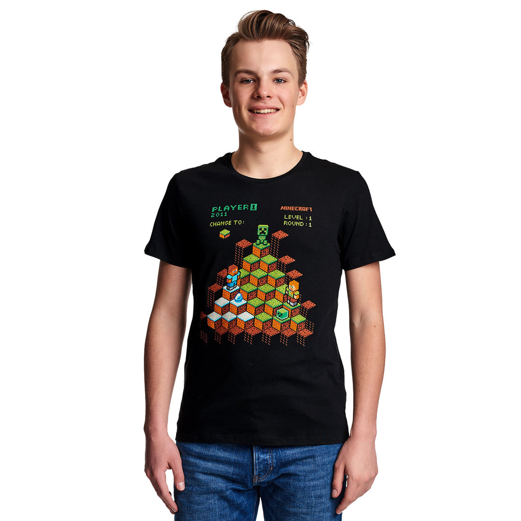 Productafbeelding Minecraft - Miner Mountain Retro T-shirt zwart