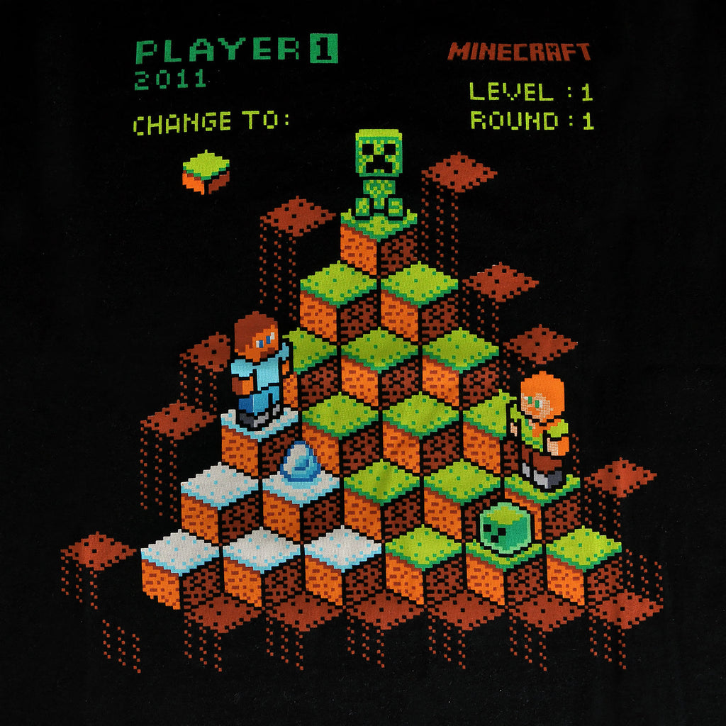 Productafbeelding Minecraft - Miner Mountain Retro T-shirt zwart