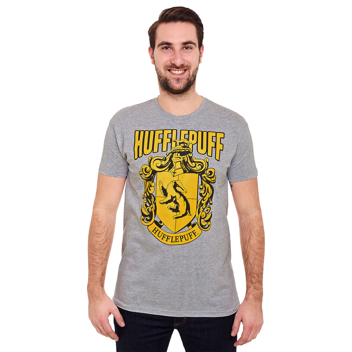 Productafbeelding Harry Potter - Hufflepuff Wapen T-shirt grijs