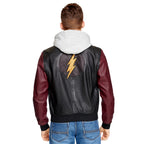 Productafbeelding Flash - Logo leren jas met capuchon