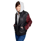 Productafbeelding Flash - Logo leren jas met capuchon