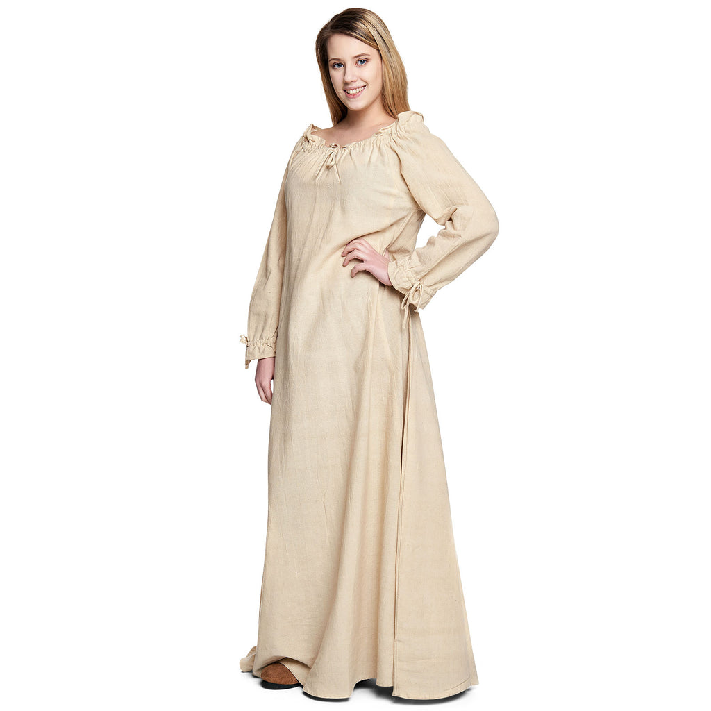 Productafbeelding Middeleeuwse Lange Mouwen Jurk Beige