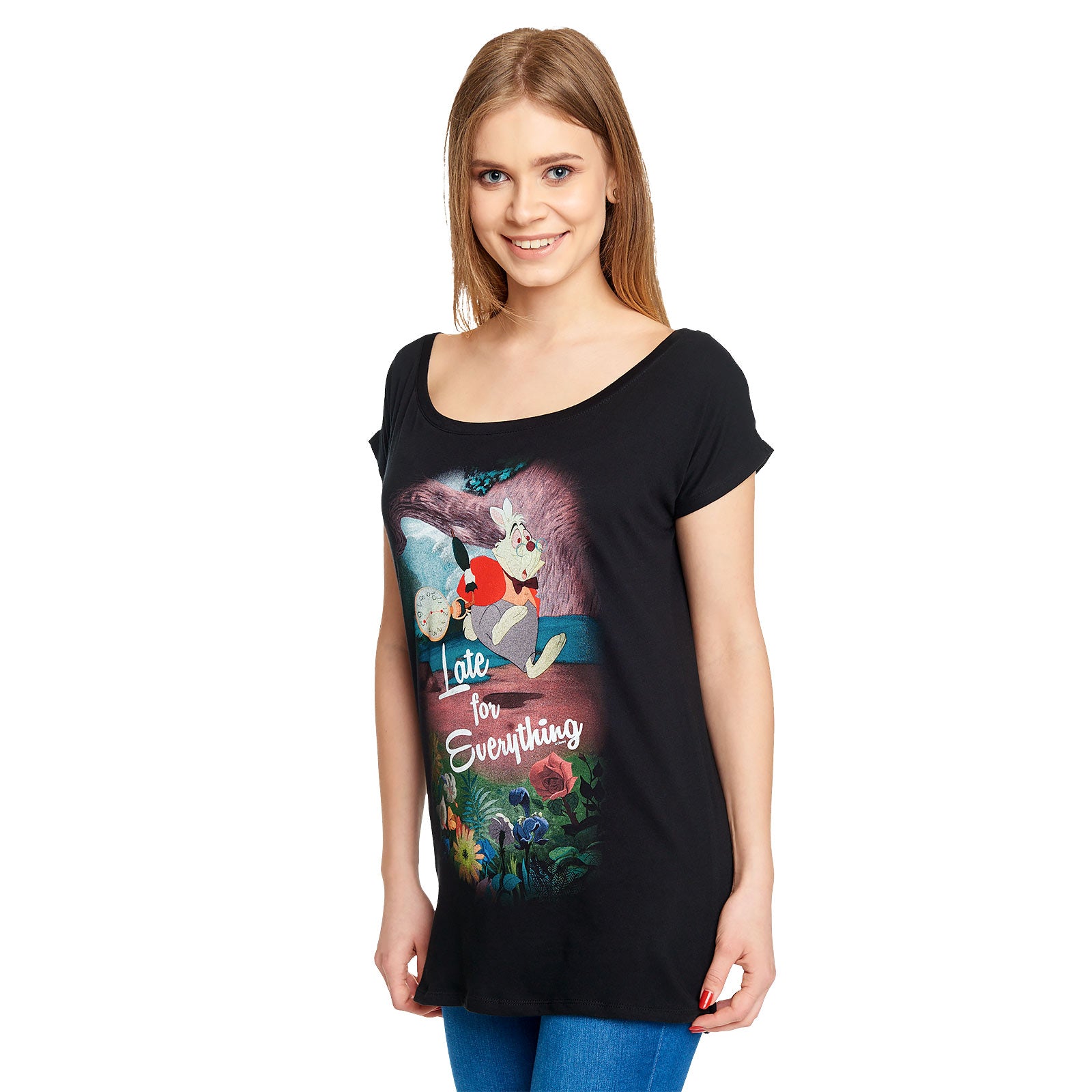 Productafbeelding Alice in Wonderland - Late T-Shirt Dames Loose Fit Zwart