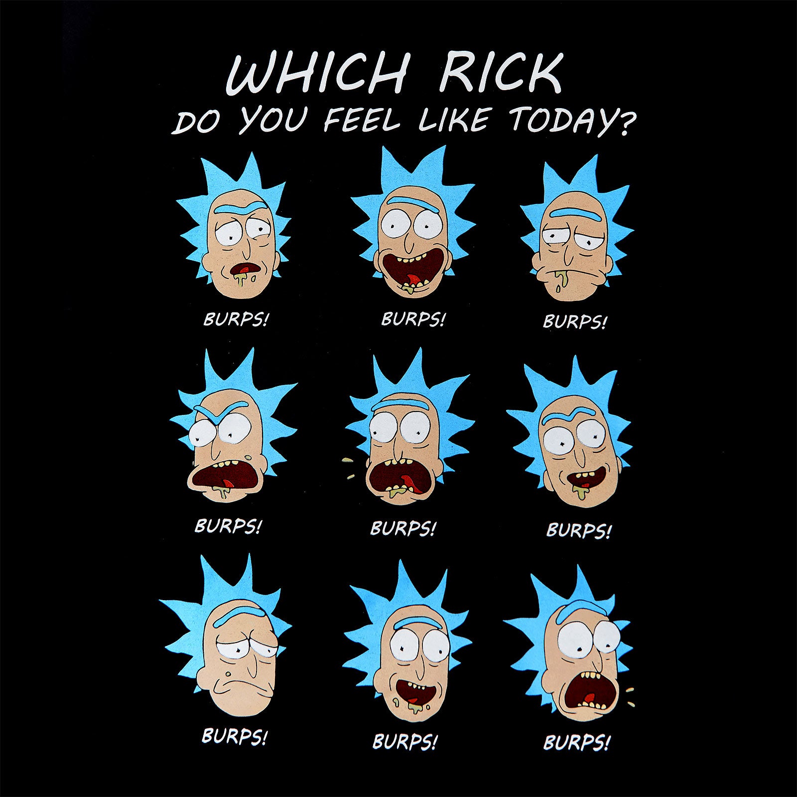Productafbeelding Rick en Morty - Emoties van Rick T-Shirt zwart