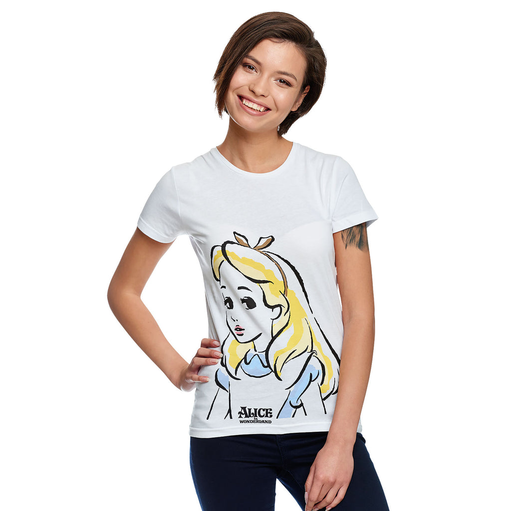 Productafbeelding Alice in Wonderland - Portret T-shirt Dames wit