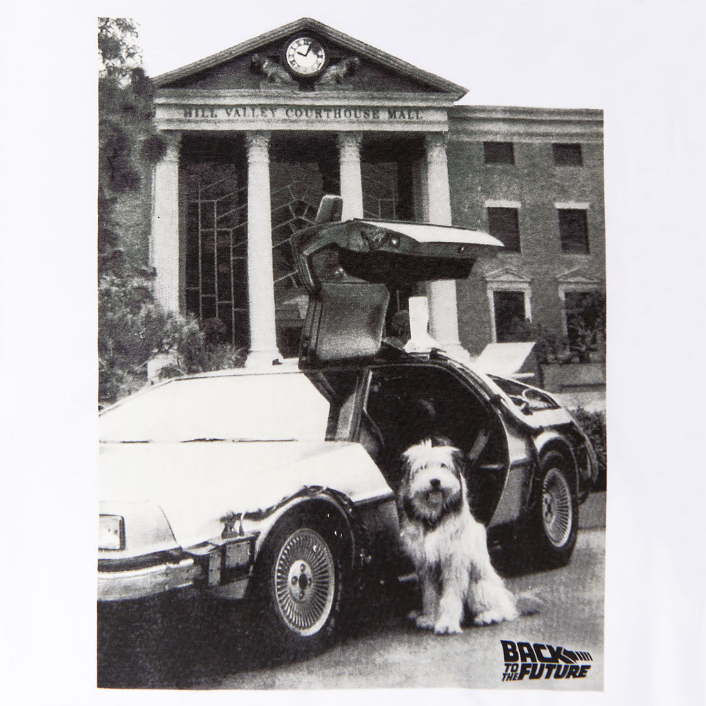 Productafbeelding Terug naar de Toekomst - Einstein met DeLorean T-shirt wit