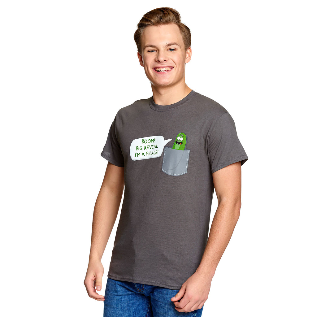 Productafbeelding Rick en Morty - Pocket Pickle Rick T-Shirt grijs