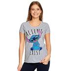 Productafbeelding Lilo & Stitch - Aliens Exists Dames T-shirt Grijs
