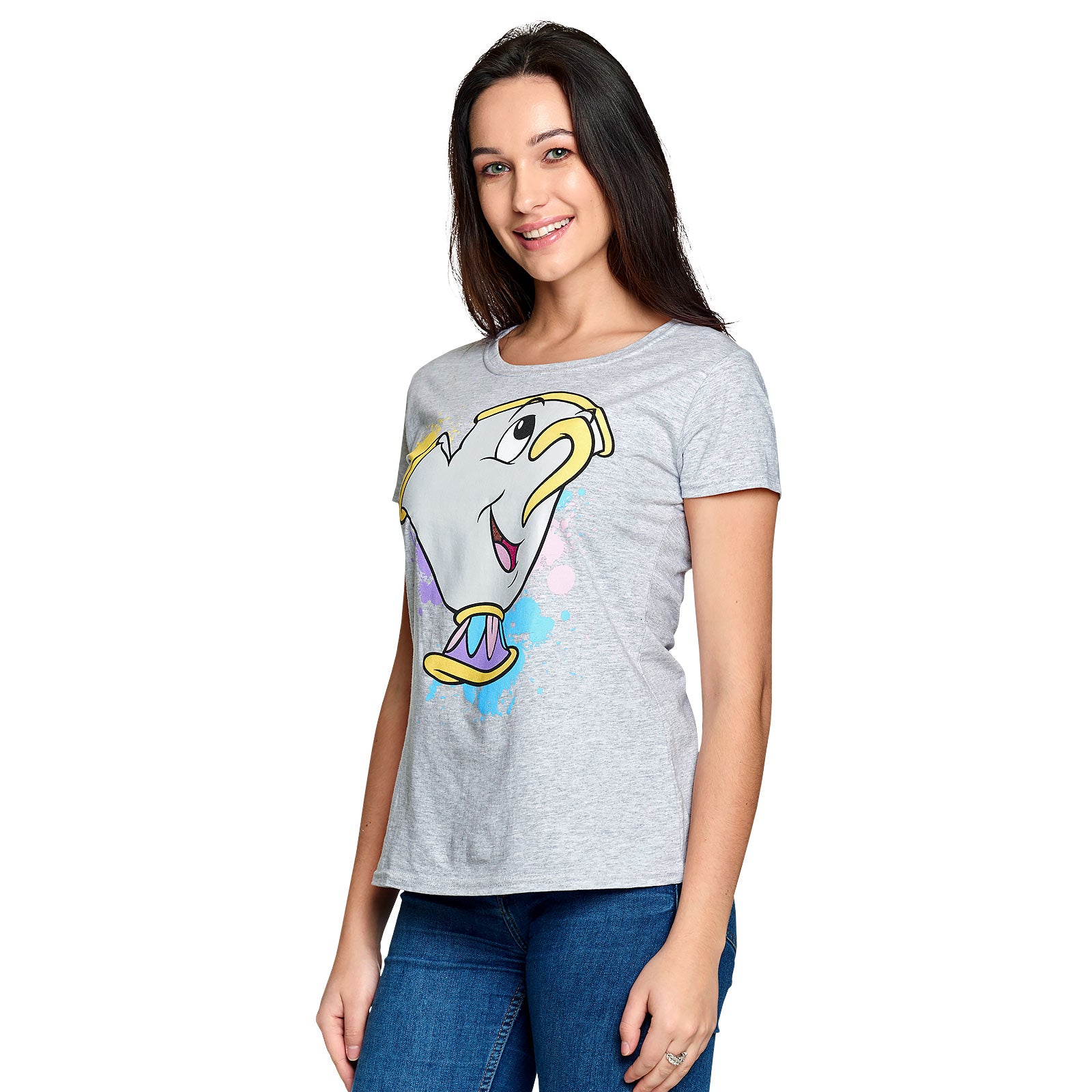 Productafbeelding Beauty and the Beast - Chip Splatter T-shirt Dames Grijs