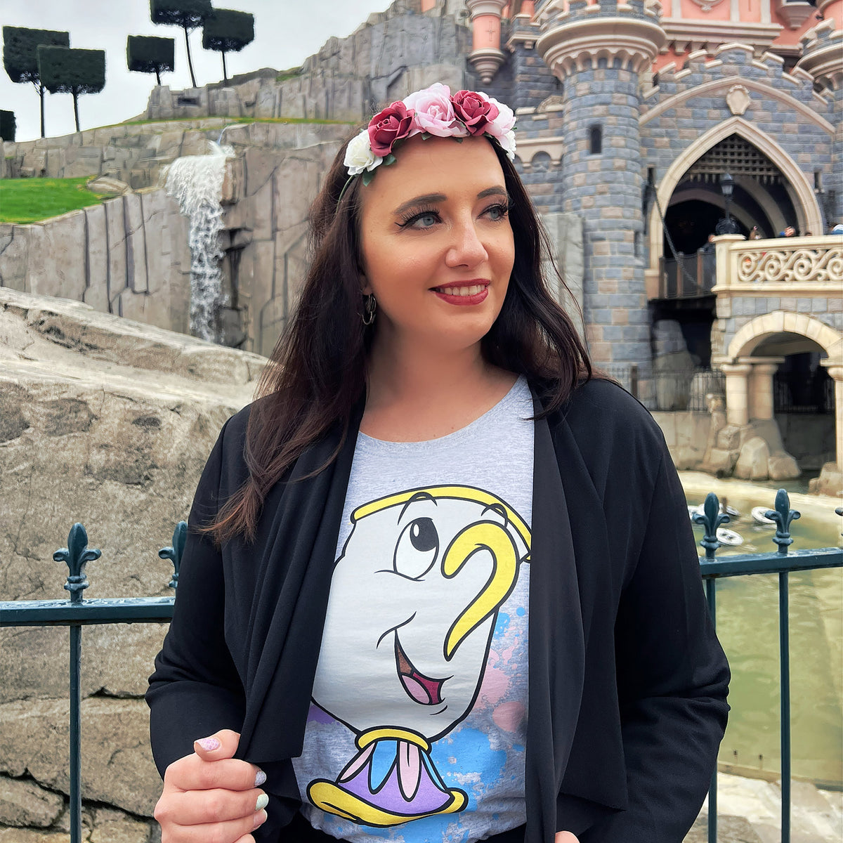 Productafbeelding Beauty and the Beast - Chip Splatter T-shirt Dames Grijs