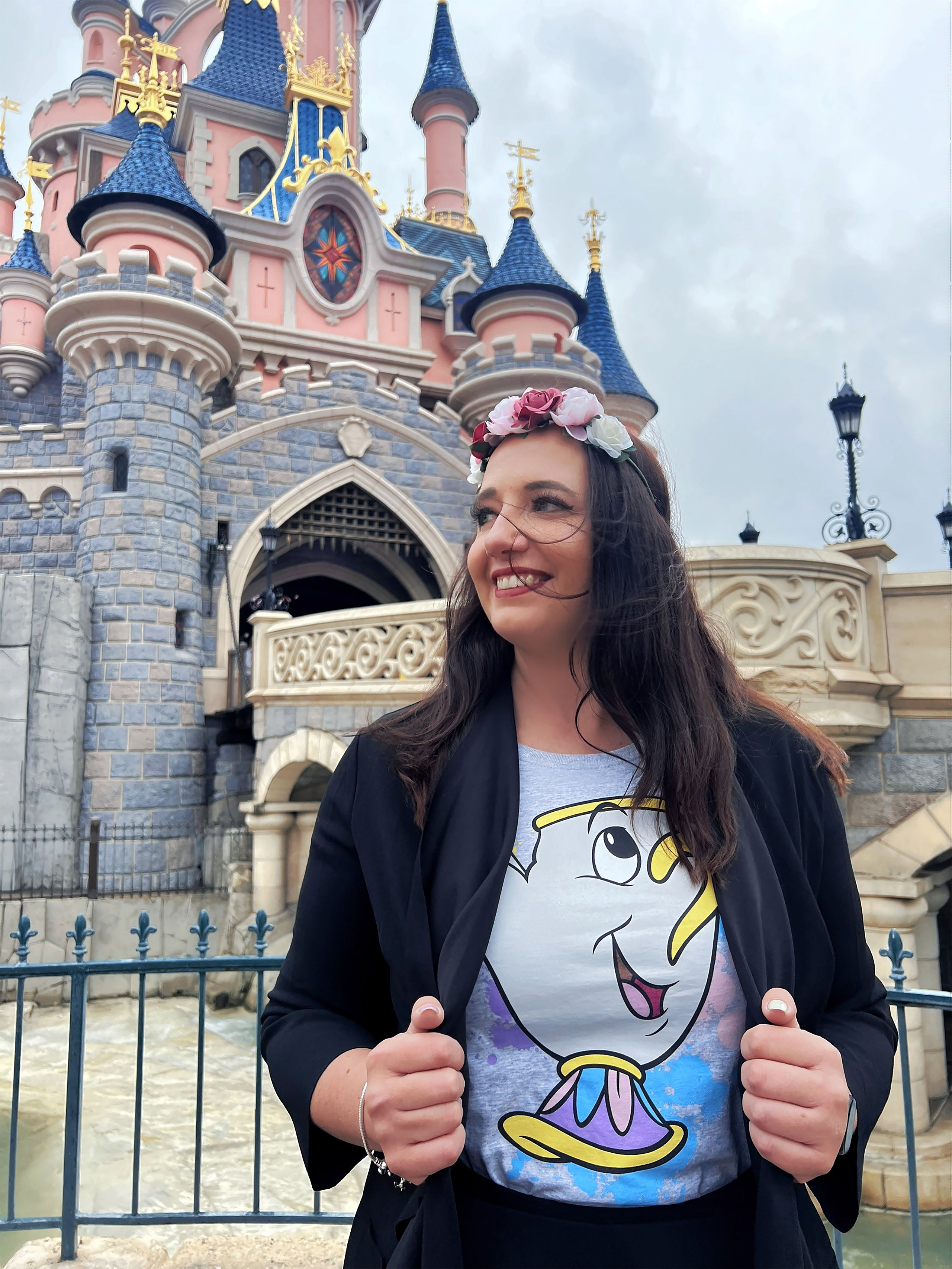 Productafbeelding Beauty and the Beast - Chip Splatter T-shirt Dames Grijs