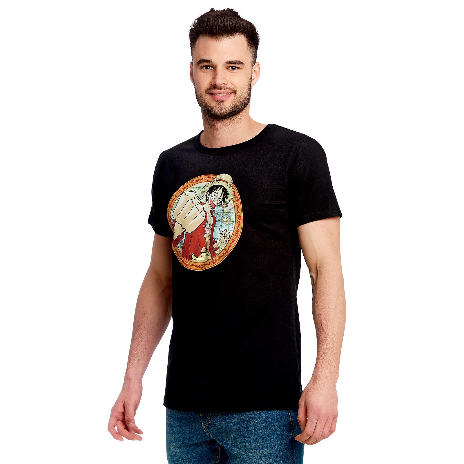 Productafbeelding One Piece - Ruffy Map T-shirt zwart