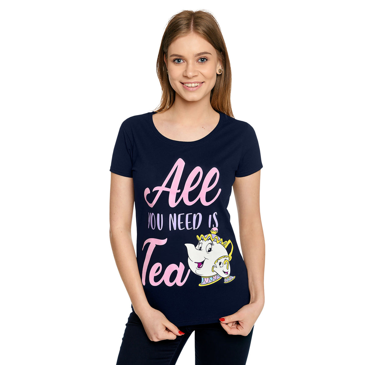 Productafbeelding Belle en het Beest - Alles wat je nodig hebt is thee Dames T-shirt blauw