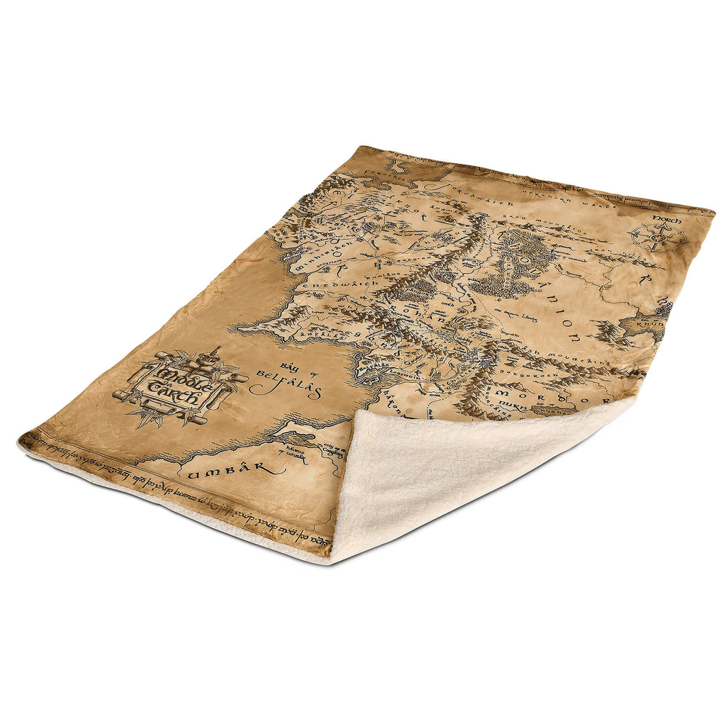 Productafbeelding Lord of the Rings - Midden-Aarde Kaart Pluche Deken met Teddybont