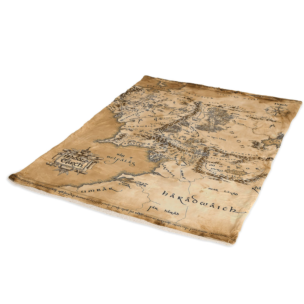 Productafbeelding Lord of the Rings - Midden-Aarde Kaart Pluche Deken met Teddybont