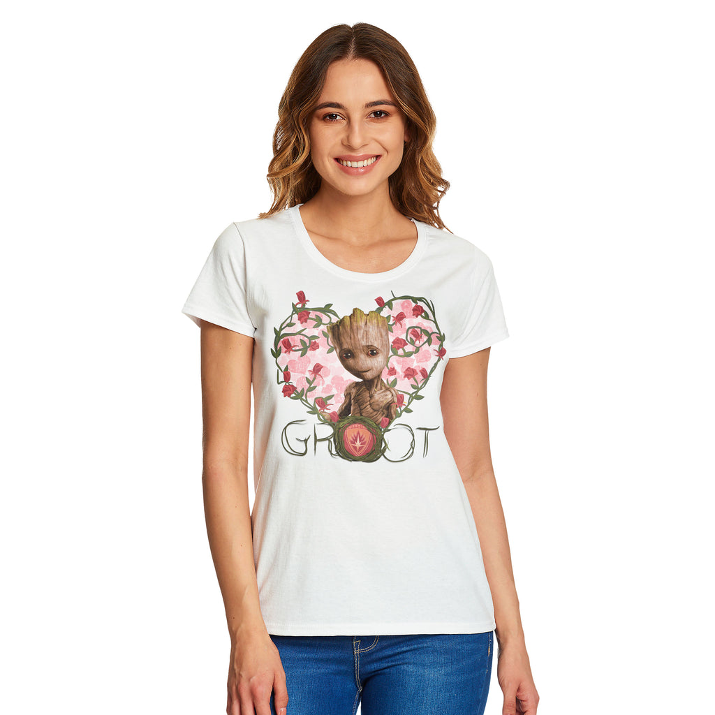 Productafbeelding Guardians of the Galaxy - Baby Groot Heart Dames T-shirt wit
