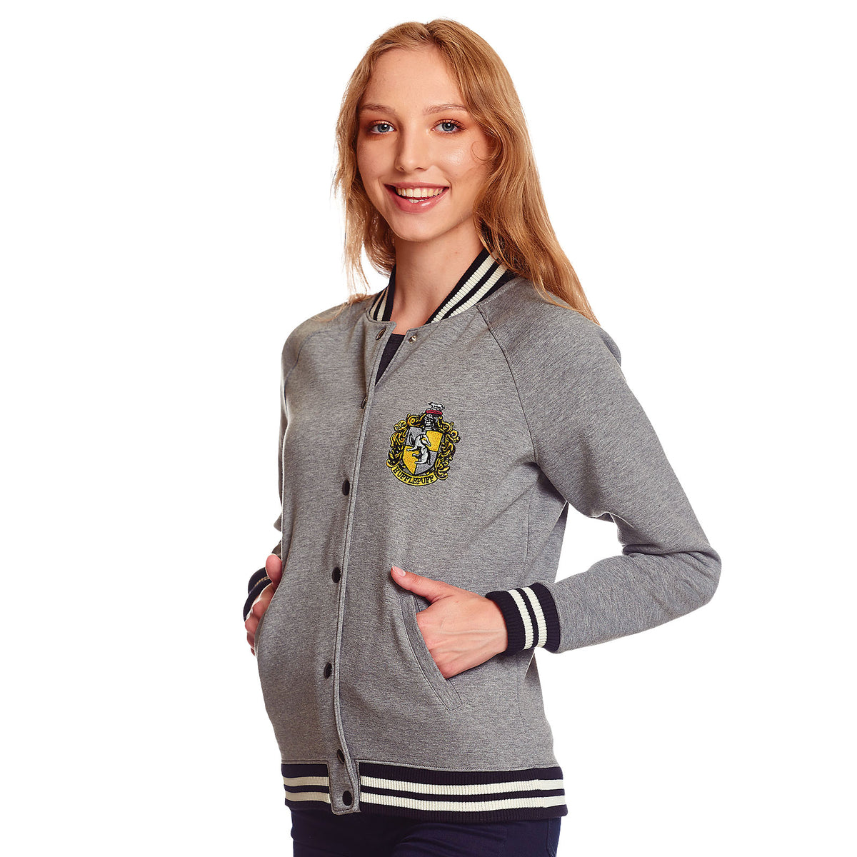 Productafbeelding Harry Potter - Hufflepuff Wapen College Jas Dames grijs