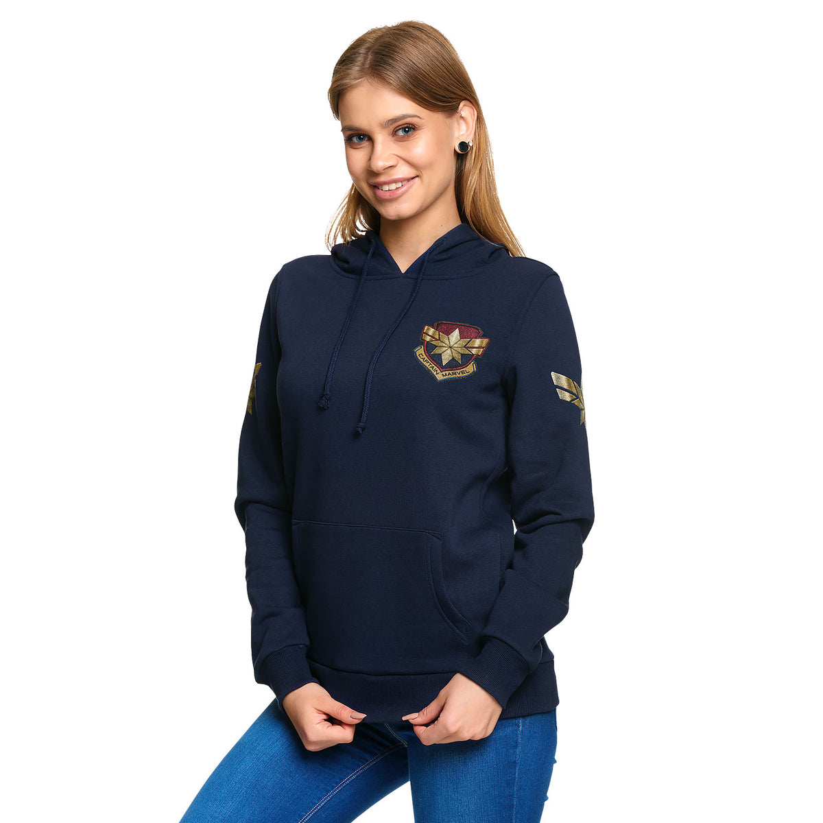 Productafbeelding Captain Marvel - Ster Logo Hoodie Dames Blauw