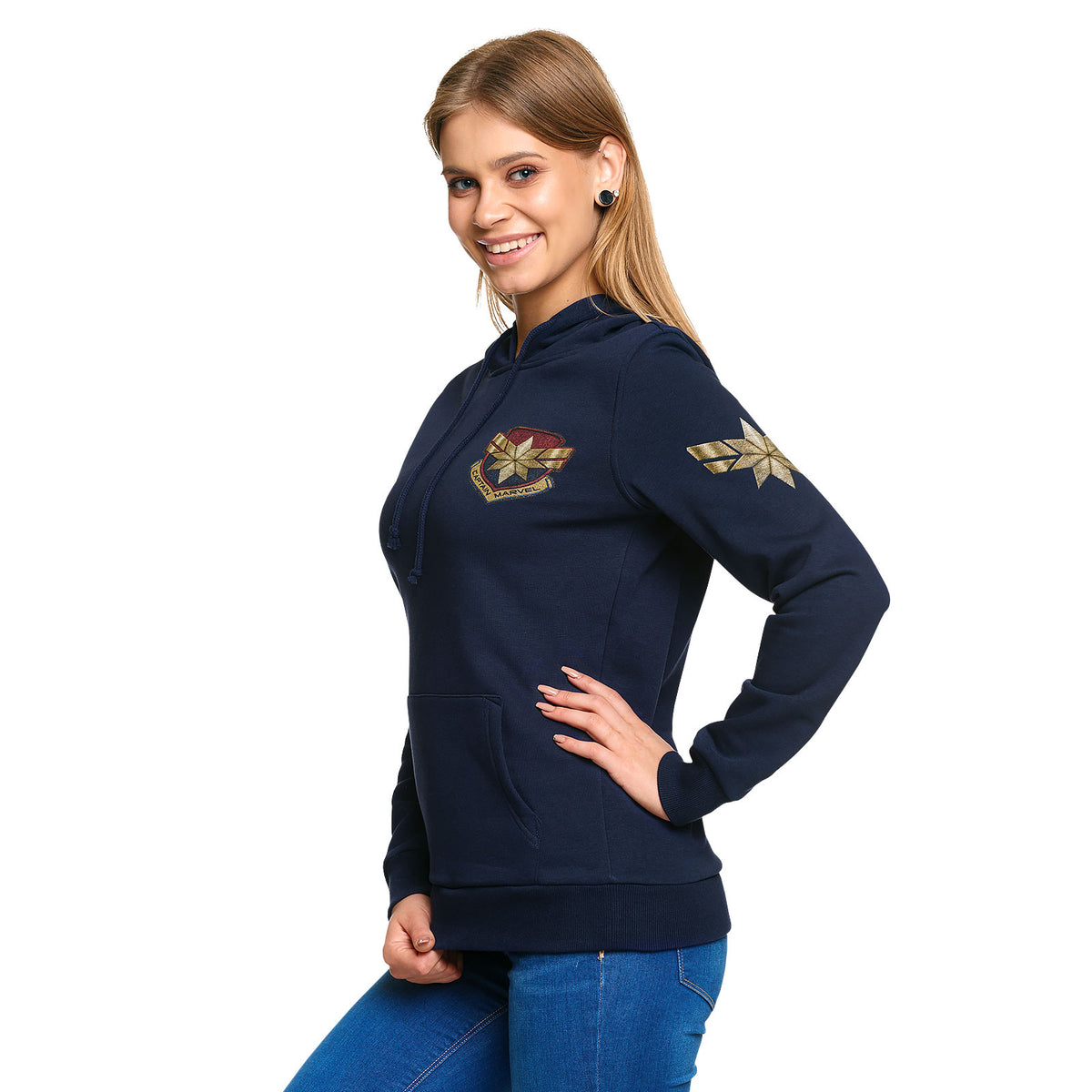 Productafbeelding Captain Marvel - Ster Logo Hoodie Dames Blauw