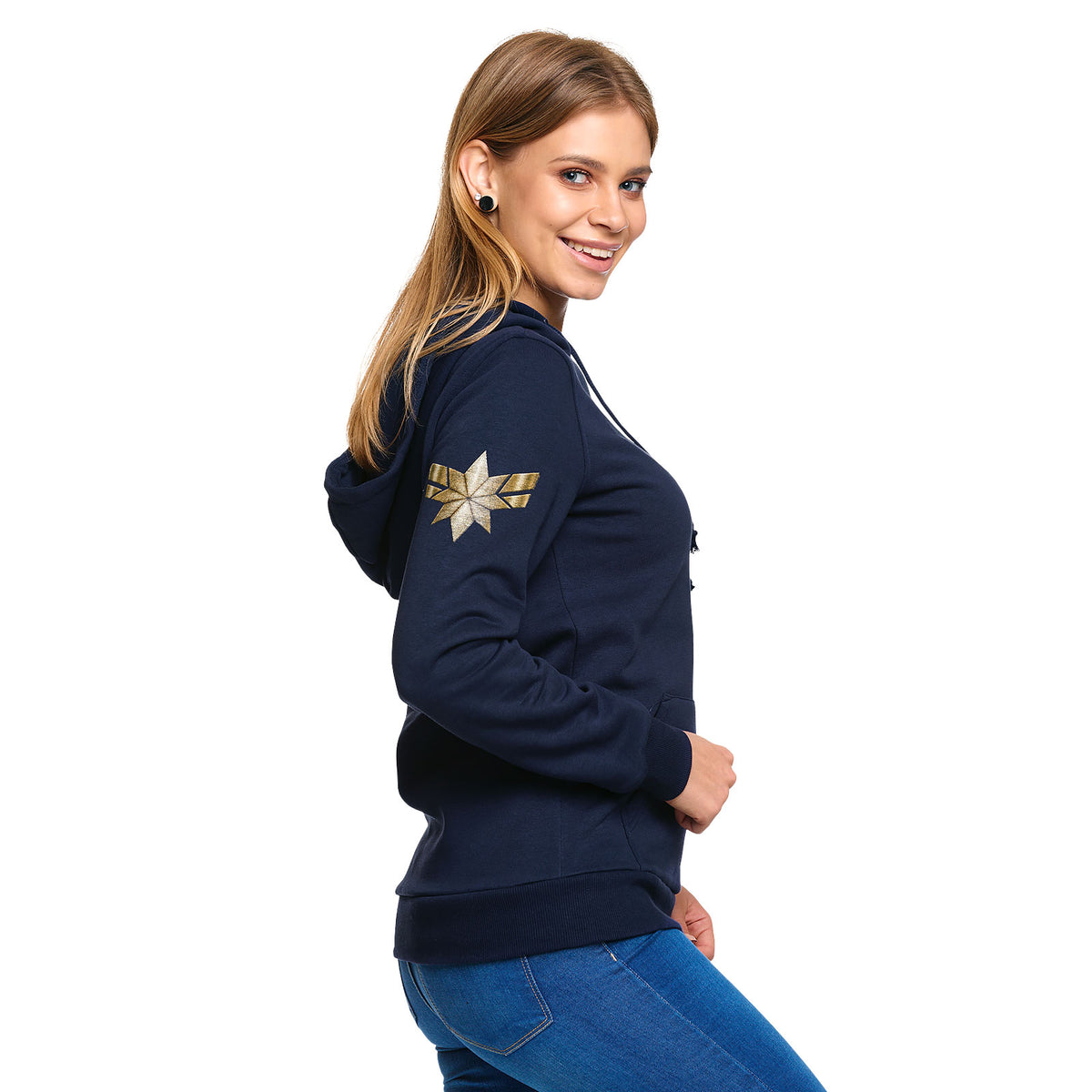 Productafbeelding Captain Marvel - Ster Logo Hoodie Dames Blauw