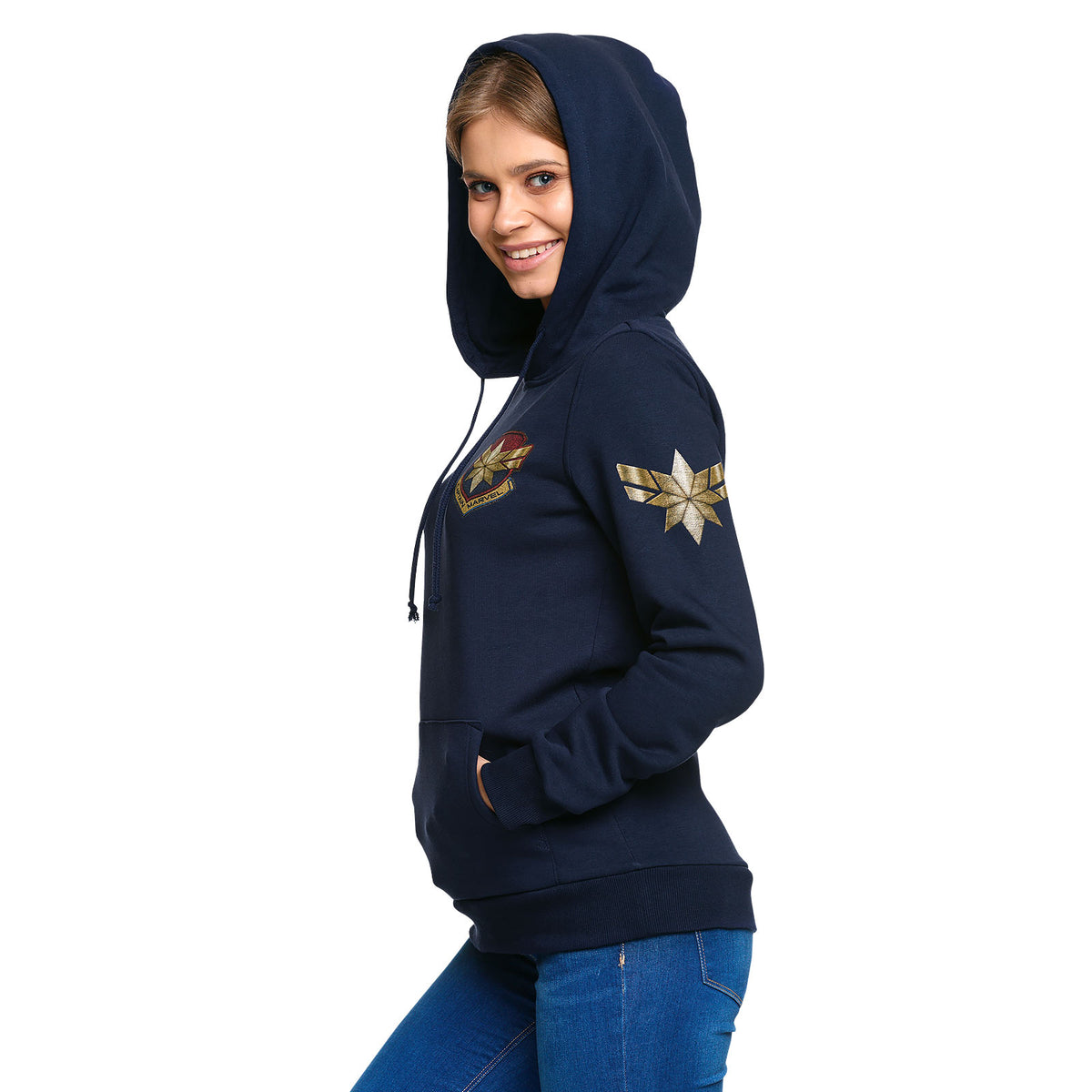 Productafbeelding Captain Marvel - Ster Logo Hoodie Dames Blauw