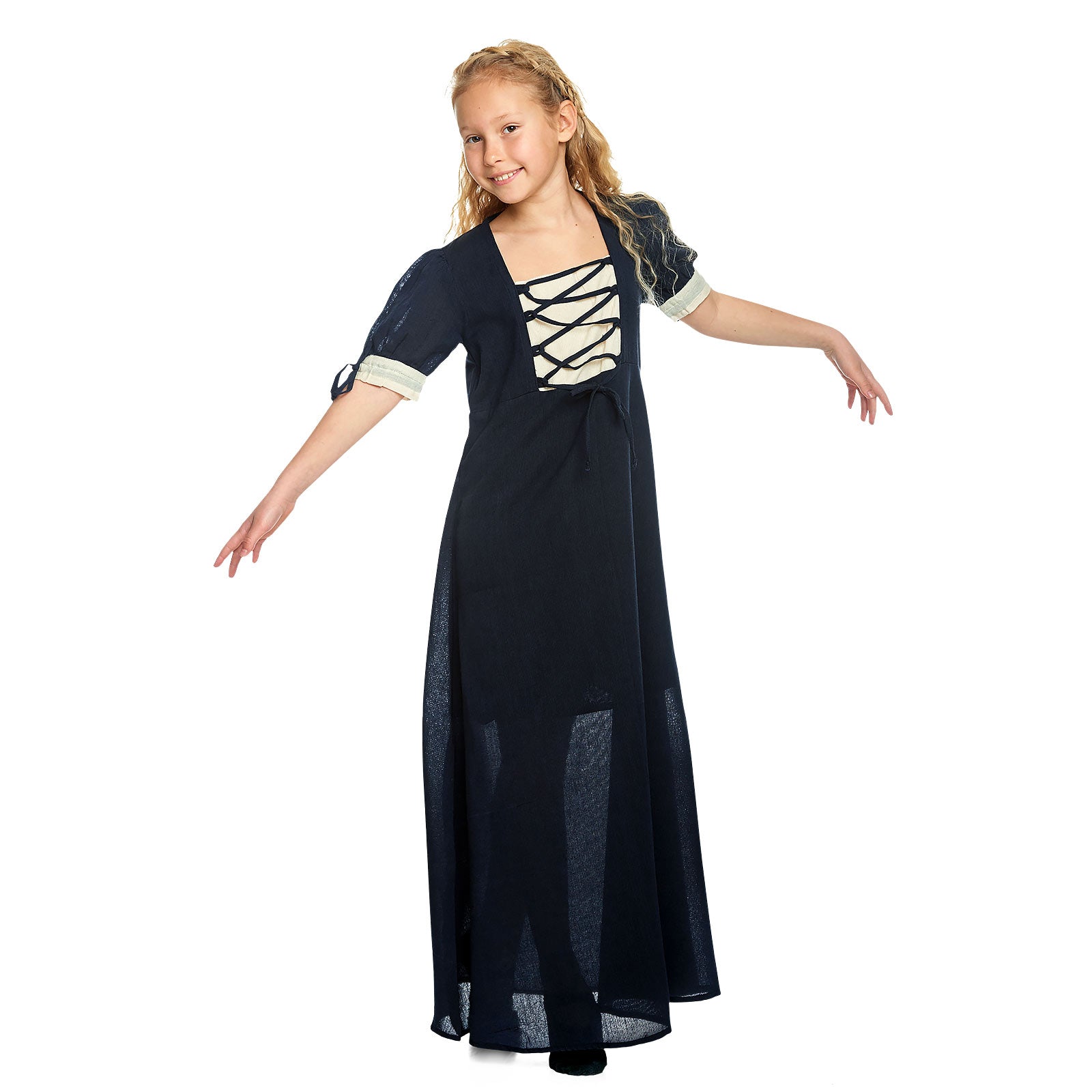 Productafbeelding Middeleeuws zomerjurkje kinderen blauw beige