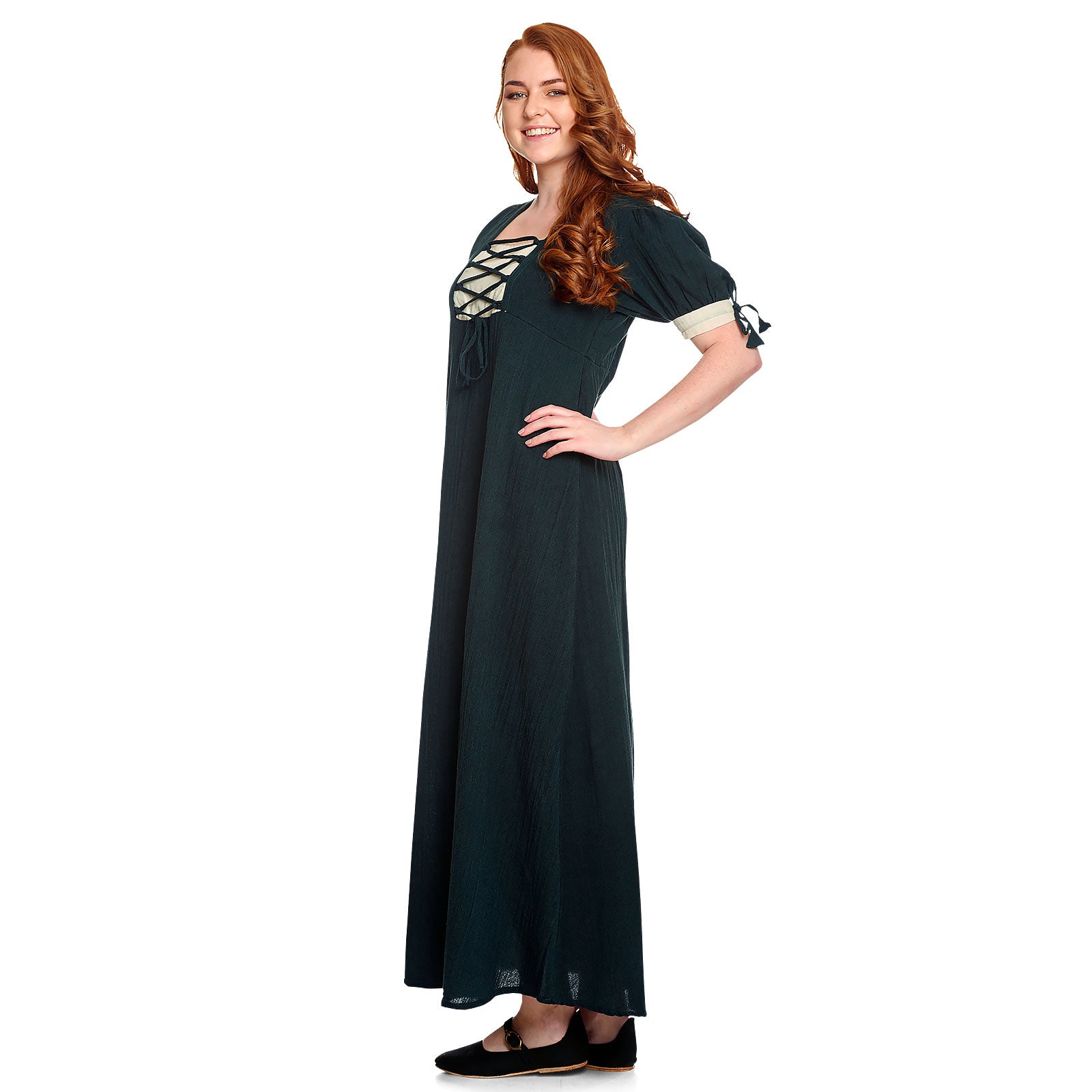 Productafbeelding Middeleeuwse zomerjurk Lysa groen-beige